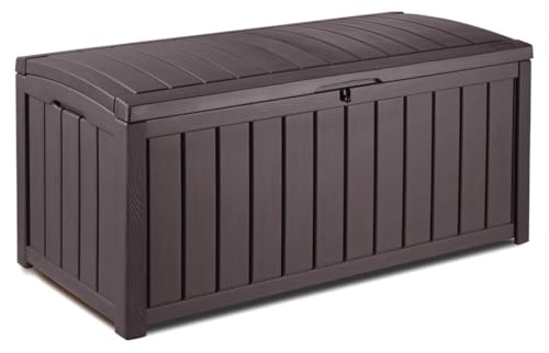 Keter Glenwood 390L Outdoor 60% recycled Garden Furniture Storage Box Brown| Fade Free | All Weather Resistant | Safe and Secure | Zero Maintenance | 2 year Warranty