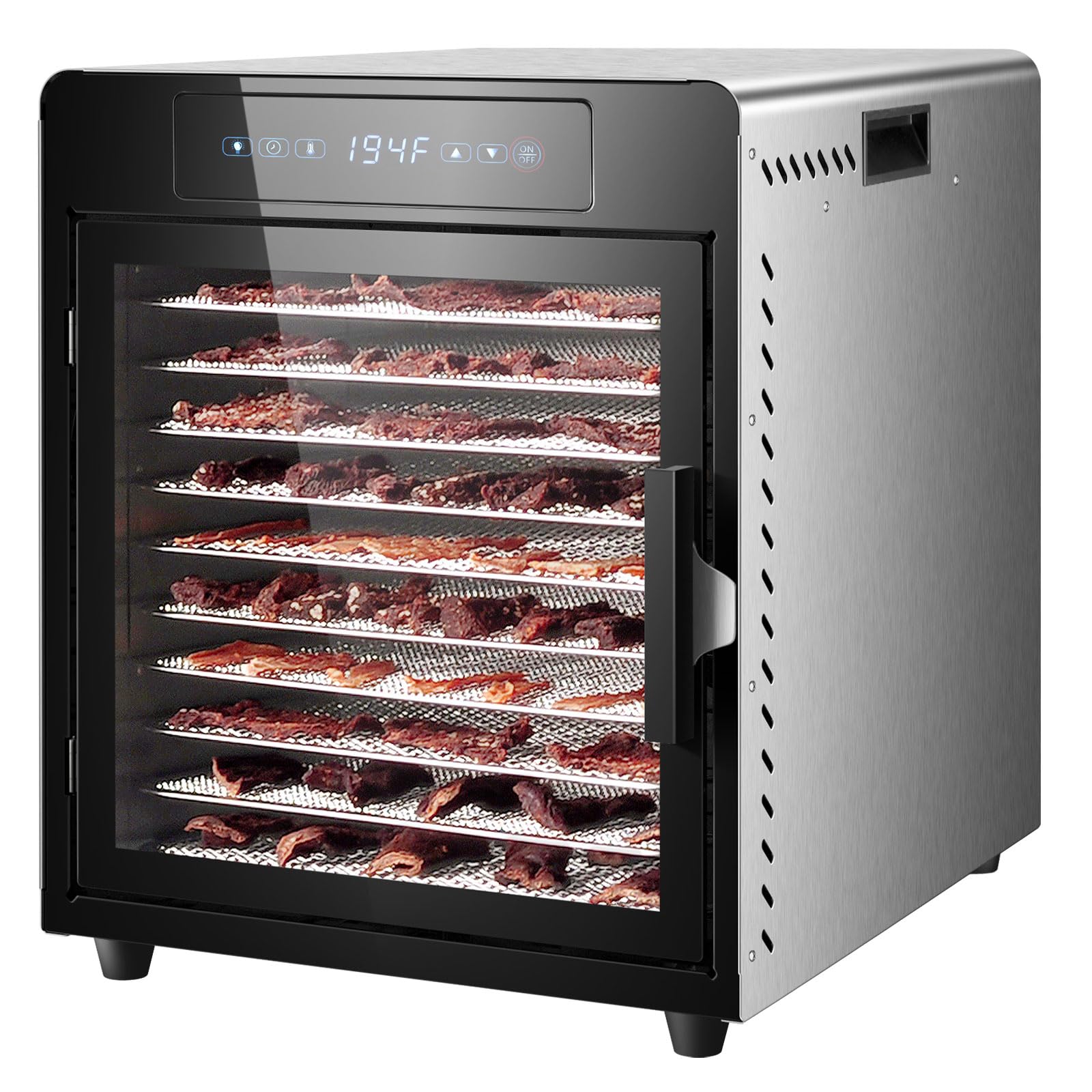 Septree Food Dehydrator for Jerky 800 Watts, 8.8ft²- 10 Stainless Steel Trays Countertop Food Dryer Machine with Adjustable Timer 194°F Temperature Control, for Jerky, Herbs, Meat, Fruit, and Yogurt