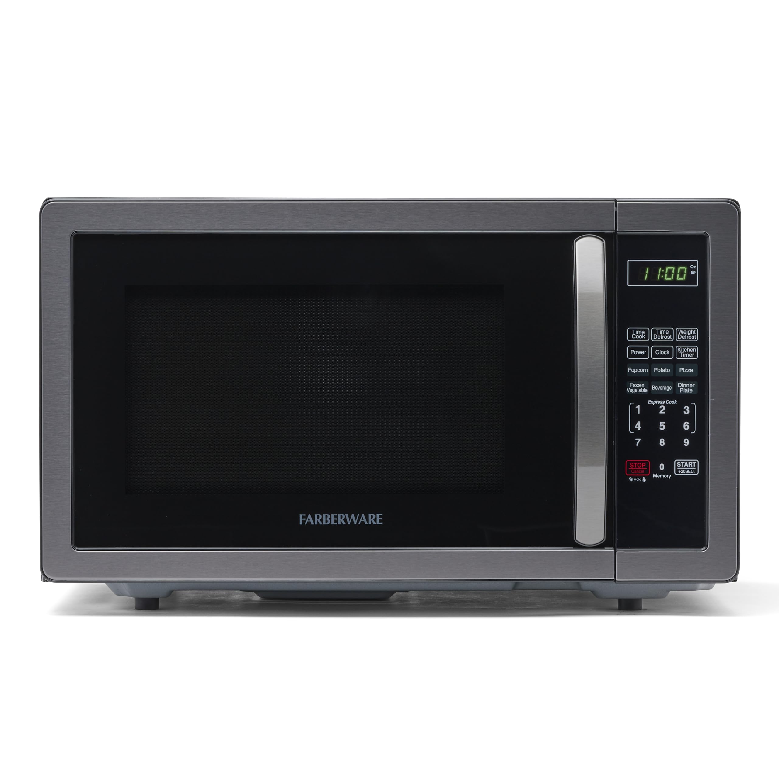 Farberware Countertop Microwave 1000 Watts, 1.1 cu ft - Microwave Oven With LED Lighting and Child Lock - Perfect for Apartments and Dorms - Easy Clean Black Stainless Steel
