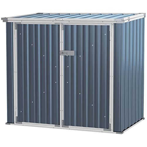 Outsunny 5ft x 3ft 2-Bin Garden Storage Shed, Double Rubbish Metal Storage Shed, Hideaway Dustbin with Locking Doors and Openable Lid, Grey