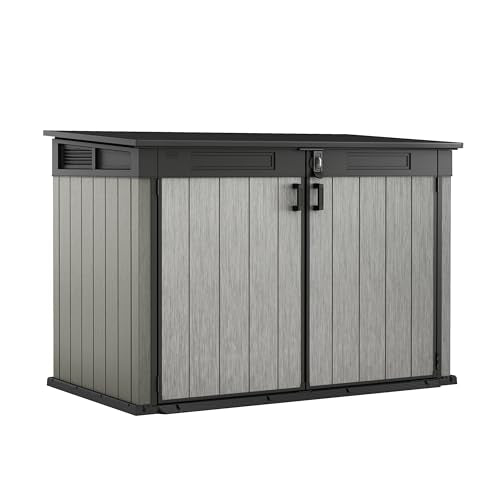 Keter Grande Store Outdoor Double Door Garden Furniture Storage Shed Grey Duotech+ Wood Look and Feel | Fade Free | All Weather Resistant | Safe and Secure | Zero Maintenance
