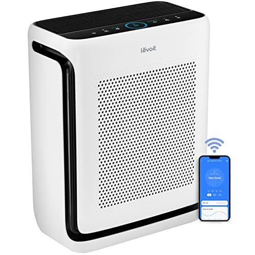 LEVOIT Air Purifiers for Home Large Room Up to 1900 Ft² in 1 Hr with Washable Filters, Air Quality Monitor, Smart WiFi, HEPA Sleep Mode for Allergies, Pet Hair, Pollen in Bedroom, Vital 200S-P, White