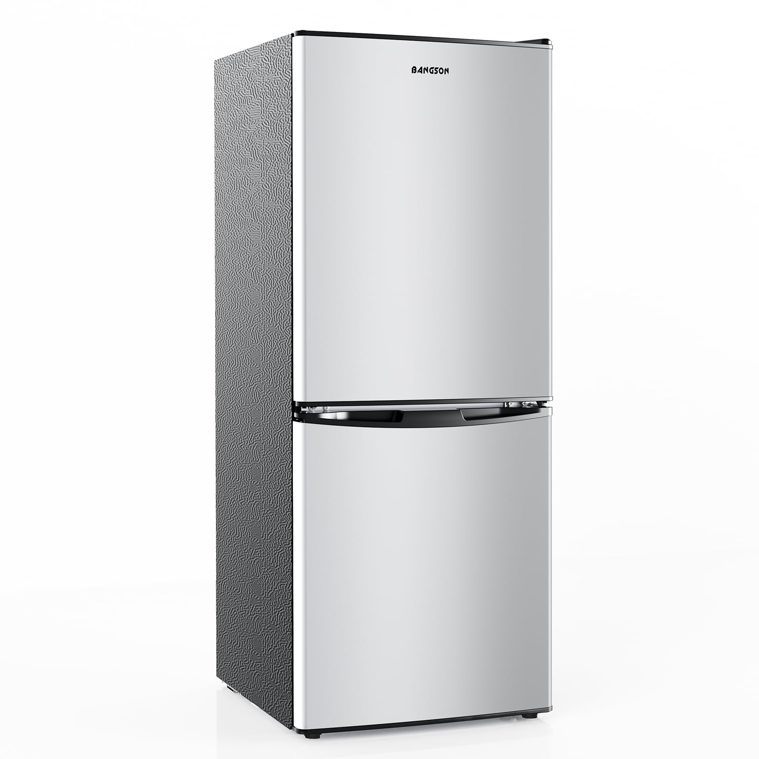 BANGSON Small Refrigerator with Freezer, 4.0 Cu.Ft, Small Fridge with Freezer, 2 Door, Compact Refrigerator with Bottom Freezer for Apartment Bedroom Dorm and Office, Silver