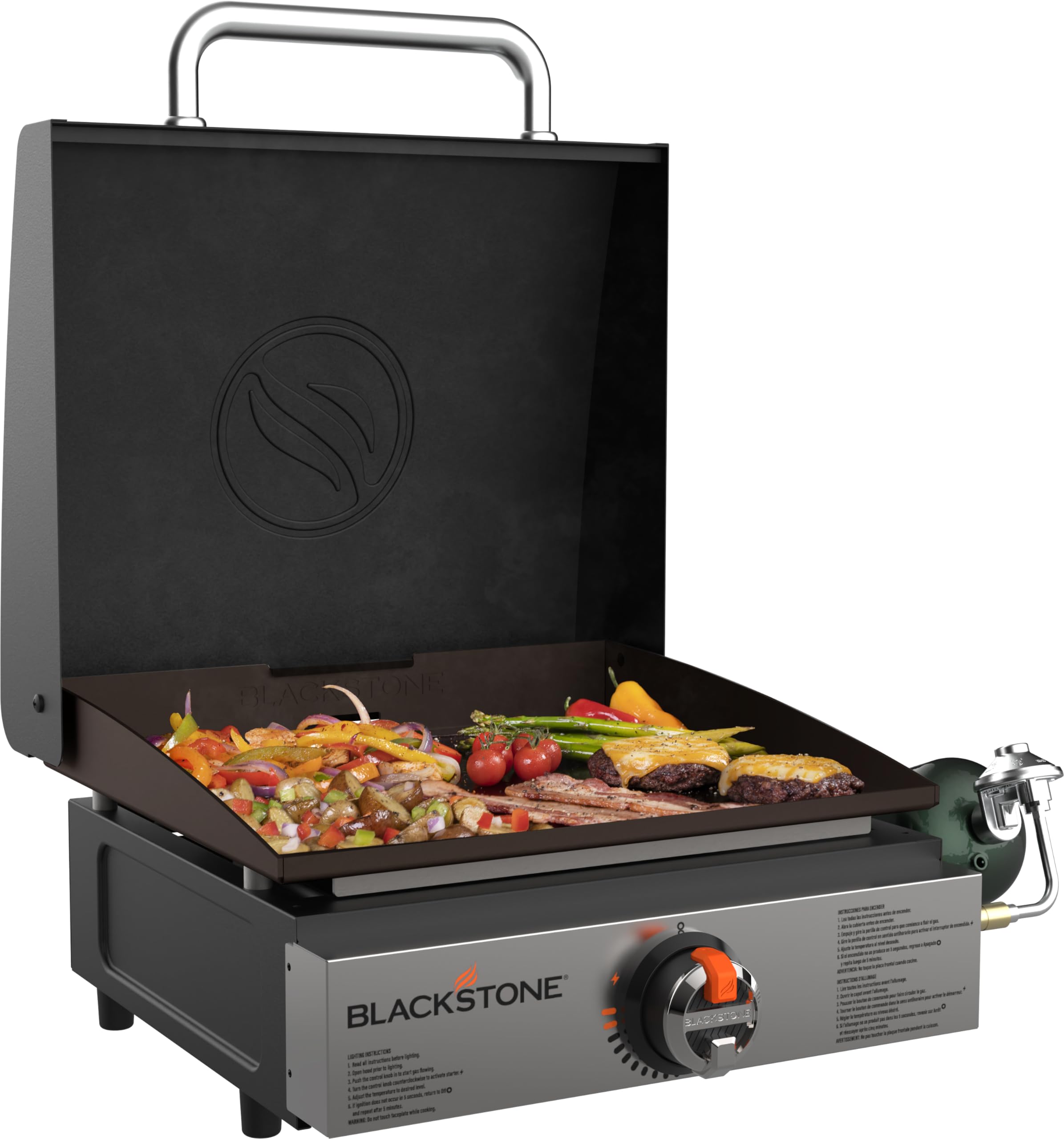Blackstone 1814 Stainless Steel Propane Gas Portable, Flat Top Griddle Frill Station for Kitchen, Camping, Outdoor, Tailgating, Tabletop, Countertop – Heavy Duty & 12, 000 BTUs, 17 Inch, Black