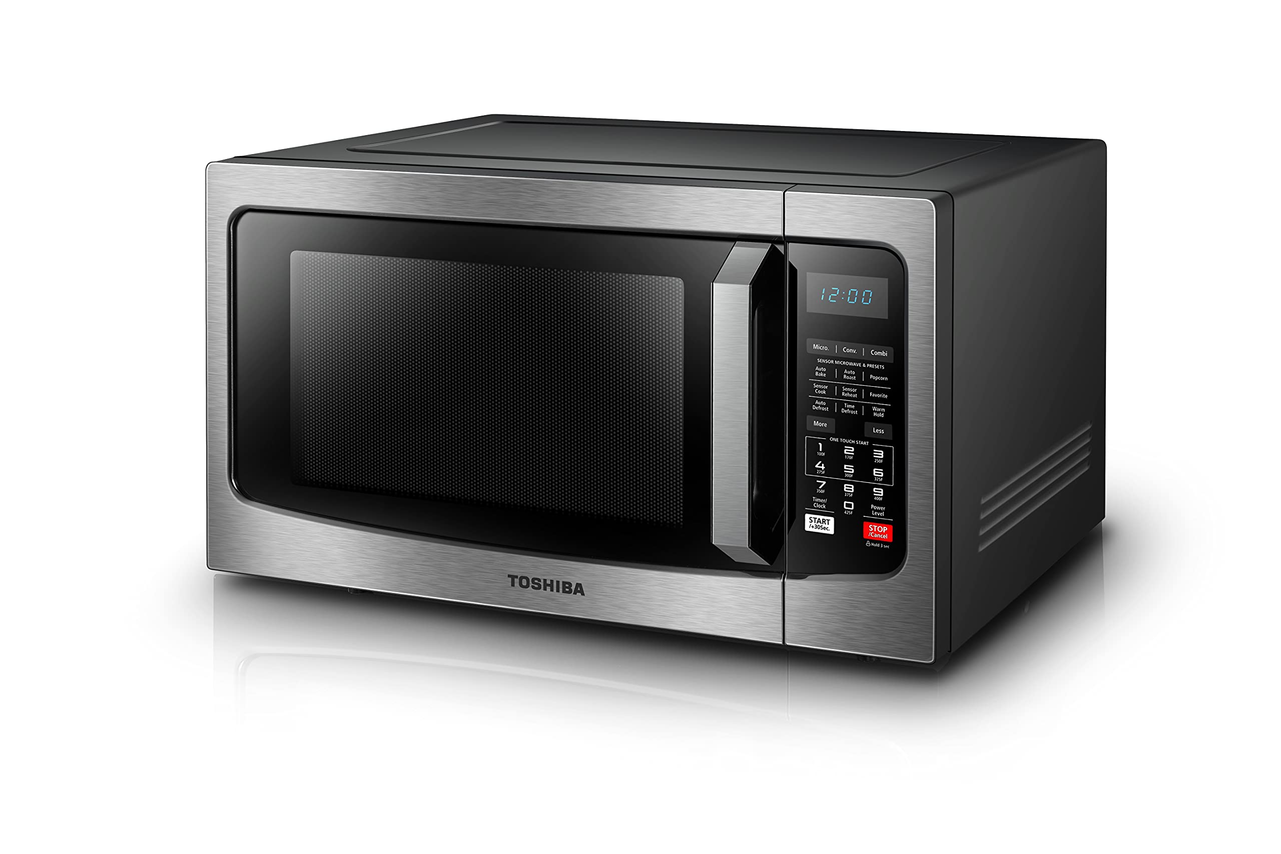 Toshiba EC042A5C-SS Microwave Oven with Convection Function, Smart Sensor, Easy-to-clean Stainless Steel Interior and ECO Mode, 1.5 Cu Ft, 1000W, Stainless Steel